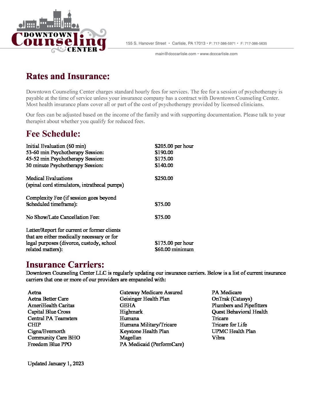 Insurance Schedule.pdf DCC Rate and Insurance Schedule.2023